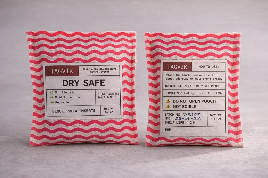 Tagvik DrySafe Reusable Moisture Absorber Blocks – Dehumidifier for Wardrobes, Shoes & Storage | Mold & Odor Prevention | Eco-Friendly & Long-Lasting