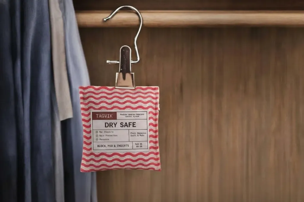 Tagvik DrySafe Wardrobe Pod – Hanging Moisture Absorber & Dehumidifier for Cupboards | Chemical-Free & Child-Safe | Prevents Musty Smells & Dampness | Reusable