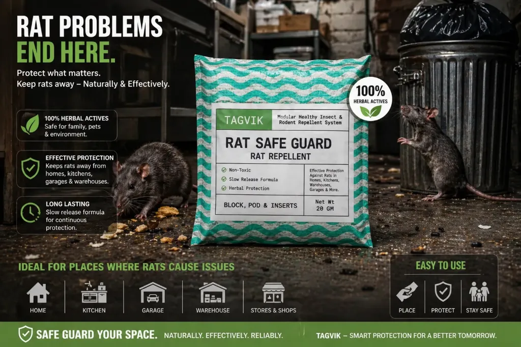 Tagvik Safeguard Insect & Rodent Repellent – Herbal Pest Control Pouch for Wardrobes & Drawers | Non-Toxic & Child-Safe | Repels Ants, Cockroaches, Silverfish & Rats